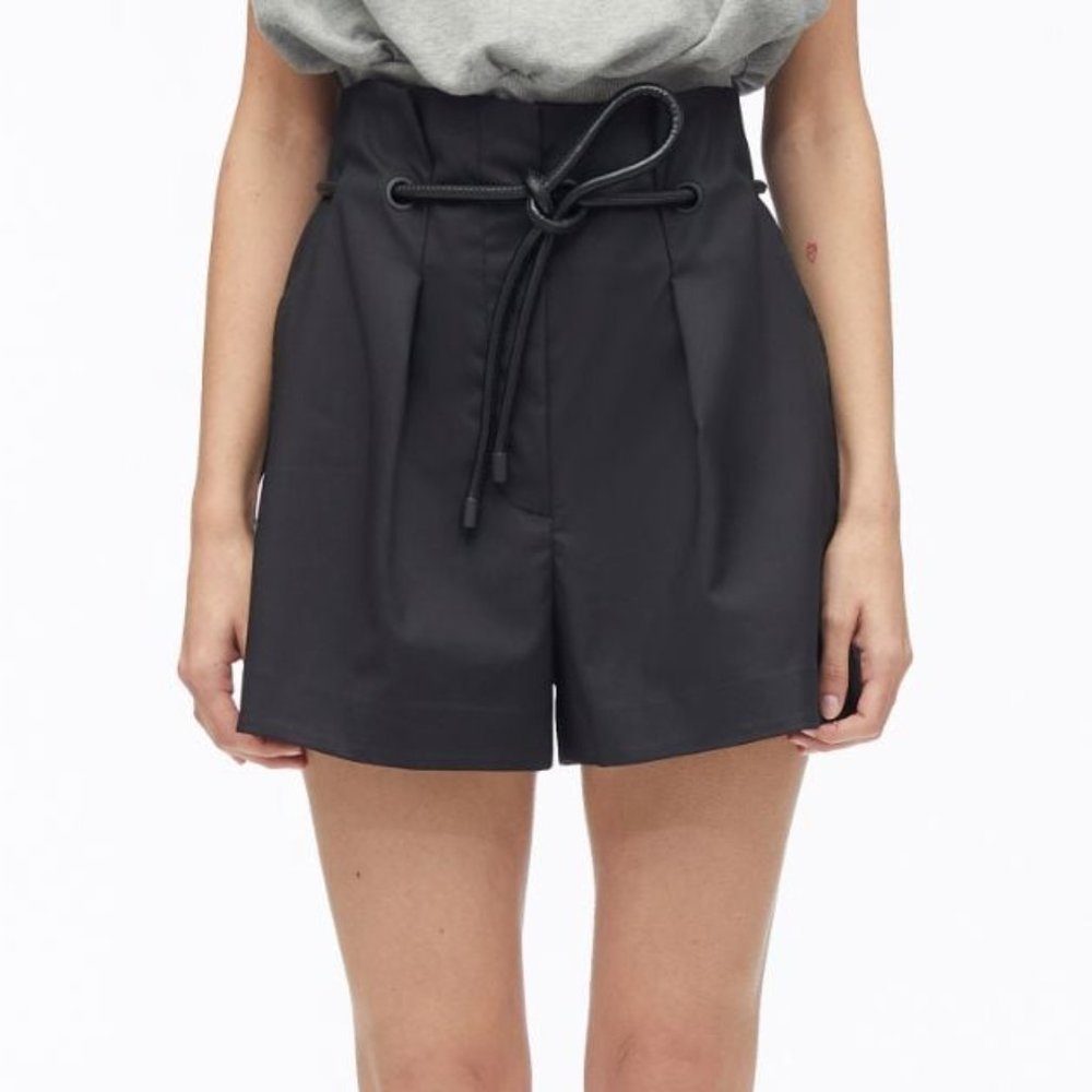 3.1 Phillip Lim Black High-Waist Drawstring Shorts